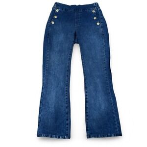 Bevy Flog Blue Sailor Button Pull On Flare Jeans Size 25 Israel Stretch Denim